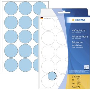 Etykiety samoprzylepne Herma okrągłe kropki 32mm niebieskie